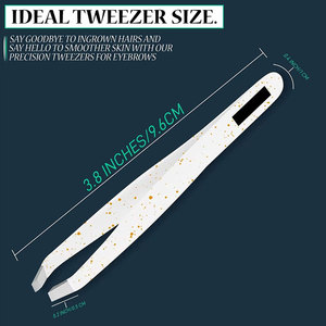 Pince à épiler professionnelle en acier inoxydable à pointe inclinée, blanche/bleue, pour cils volumineux et mise en forme des sourcils - Product Image 2