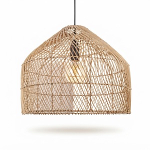 Rattan Lampshade Handmade Natural Woven Decorative Boho Rustic Pendant Light Cover Home Decor Wholesale Supplier - Product Image 1