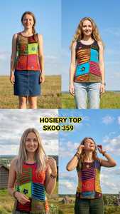 Camisetas Cortas de Estilo Bohemio para Mujer, Tejido de Punto, Estampado Floral, Cintas Multicolores, Antiencogimiento, Impresión Digital - Product Image 5