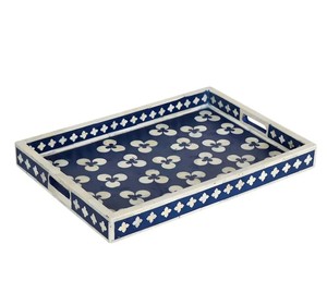 Bandeja Decorativa Rectangular de Madera con Diseño Floral Azul y Blanco, Diseño Tradicional, Hecha a Mano, Ecológica - Product Image 6