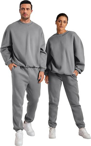 Ensemble de survêtement unisexe tendance grande taille en coton épais 100 % coupe décontractée pour l'hiver – Sweat à capuche à manches longues et pantalon de jogging - Product Image 6