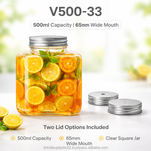 V500-33 500ml <b>Square</b> <b>Plastic</b> Jar with 65mm Wide Mouth Durable Beverage <b>Container</b> Shipped to Asia & Americas - Product Image 4