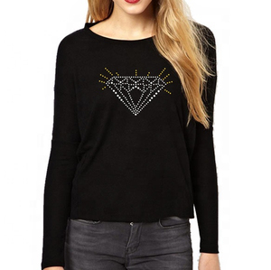 Women's High Quality Casual Summer T-Shirt Custom Logo Rhinestone Decoration Breathable Eco-Friendly Fabric for Party Daily Use - Product Image 5