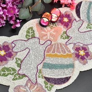 ผ้าปูโต๊ะปักลายทำมือ รูปทรงแปลกตา ดีไซน์น่ารัก พร้อมลายกระต่ายอีสเตอร์ ดอกไม้ และไข่ - Product Image 3