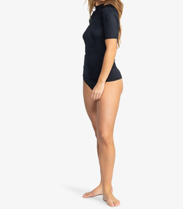Maillots de bain personnalisés en sublimation pour la plage, le surf et la natation, respirants, protection solaire, unisexe, entièrement noirs, rashguard rythmique - Product Image 4