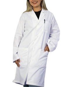 Bata de laboratorio larga blanca unisex, uniforme de algodón y poliéster para médicos, enfermeras y personal de hospitales, para hombres y mujeres. - Product Image 3