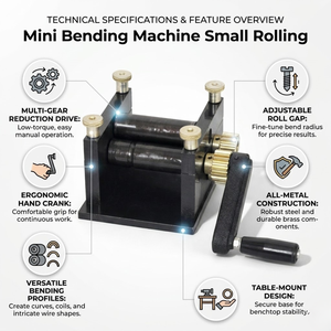 Mini Bending Machine Small Rolling Tool | Manual Sheet <b>Metal</b> Roller Bender | <b>Bench</b> Mount Forming Tool for DIY | Workshop Use - Product Image 5