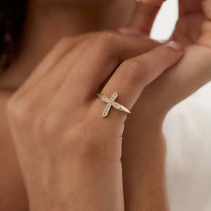Custom Wholesale Stylish Jewelry 925 Sterling <b>Silver</b> Premium Wedding Engagement <b>Cross</b> <b>Ring</b> 14k Moissanite <b>Cross</b> Fine <b>Ring</b> - Product Image 2