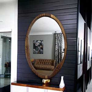 Miroir mural en bois de noyer noir, miroir mural en bois foncé de qualité supérieure pour la décoration de bureaux de direction, accessoire de miroir suspendu en gros - Product Image 4