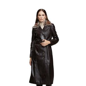 Nuevo Abrigo Largo Casual de Mujer en Tendencia, de Cuero Genuino, Transpirable, con Forro de Piel de Oveja e Impermeable, con Forro de Seda - Product Image 1