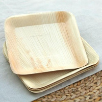 Assiettes et plateaux jetables écologiques biodégradables réutilisables en feuilles de palmier carrées, lot de 200, pour hôtels et barbecues (vente en gros)