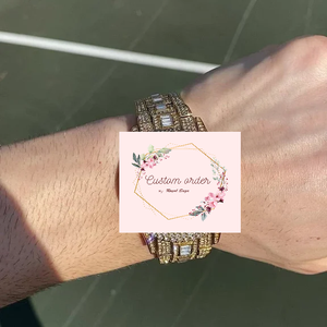 Reloj de Diamantes Personalizado para Hombre, Reloj de Pulsera Dorado con Fecha y Día, Números Romanos, Estilo Hip Hop de Lujo, Reloj con Diamantes Baguette - Product Image 5