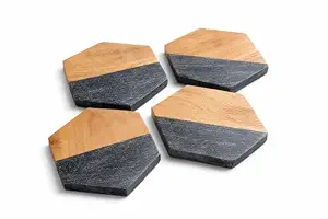 Sous-verres en bois de forme irrégulière, de luxe, modernes et élégants, écologiques, de haute qualité, personnalisables en gros, diamètre 100 mm, épaisseur 4-5 mm - Product Image 4