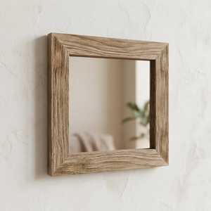 Rustic <b>Square</b> Solid Wood Wall <b>Mirror</b> Farmhouse Mitered Corner Timber Framing Bathroom Vanity <b>Mirror</b> Aged Wooden Accent Glass Art - Product Image 2