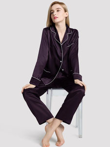 Vente en gros de pyjamas pour femmes de haute qualité, sexy, pour l'été, ensemble deux pièces, personnalisable, léger, en polyester/coton - Product Image 1