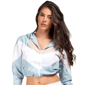 Veste coupe-vent unisexe légère en nylon personnalisée avec capuche et fermeture éclair, imprimée, pour le sport et les loisirs en extérieur, ensemble court pour hommes et femmes - Product Image 2