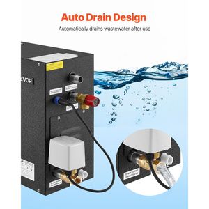 ชุดอุปกรณ์ระบายน้ำอัตโนมัติเชิงพาณิชย์ 7.5 กิโลวัตต์ สำหรับห้องซาวน่าในบ้าน ระบบอบไอน้ำ ฝักบัวอาบน้ำ พร้อมตัวควบคุมป้องกันความร้อนเกิน และเครื่องกำเนิดไอน้ำ - Product Image 5