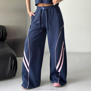 Custom Side Stripe Sweatpants Baggy Jogger Oversized Wide Leg Pants Casual Streetwear Sports Breathable <strong>Trousers</strong> for Women - Product Image 1