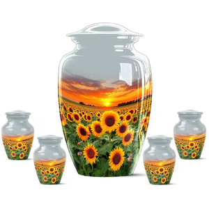 Sunflower Cremation Urn Metal <b>Ashes</b> Cremation Vessel Adult Memorial Burial Urn Custom Color American Style Aluminium Urn - Product Image 4