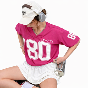 Camiseta de Fútbol Americano de Malla Estilo Urbano 2026, Cuello en V, Transpirable, con Número Impreso, Personalizable para Equipos, OEM - Product Image 1