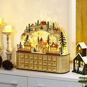 Calendrier de l'Avent de Noël avec 24 tiroirs et lumières, fonctionne sur piles, décoration de table, compte à rebours pour Noël - Product Image 2