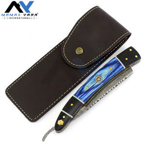 Rasoir droit professionnel vintage en acier Damas pour hommes, approuvé par les barbiers, rasoir jetable classique à lame droite - Product Image 4