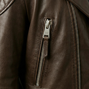 Veste en cuir imperméable pour homme, taille US, avec doublure en velours, marron imitation cuir, pour la moto, vente en gros - Product Image 6