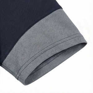 Polo bleu marine pour homme avec accents gris sur les manches, manches courtes, col classique - Product Image 6