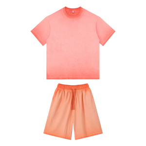 ชุดเซ็ตเสื้อผ้ากีฬาสองชิ้นสั่งทำพิเศษ ผ้าฝ้าย 100% ชุดวอร์มขาสั้นผู้หญิงสั่งทำพิเศษ ชุดกางเกงขาสั้นลำลองสำหรับผู้ชาย - Product Image 1