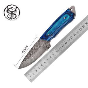 Couteau de chasse fait à la main à lame fixe, ustensile de Camping en acier, Damascus avec étui en cuir - Product Image 5