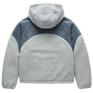 Veste à capuche en polaire sherpa pour homme, à blocs de couleur, épaisse, zippée, manteau d'hiver décontracté - Product Image 2
