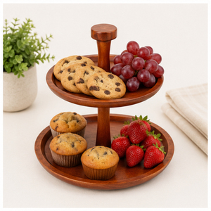 Wholesale Handmade 2 Tier Wooden Serving Tray <b>Stand</b> Acacia Wood Tiered <b>Cake</b> <b>Stand</b> for Dessert Display & Cupcake Holder On Sale - Product Image 5