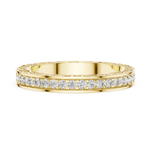 Anillo de eternidad de diamantes tallados de corte redondo cultivados en laboratorio, de moda, engastado en oro amarillo de 18 quilates, apilable, para fiesta, compromiso, boda, uso diario - Product Image 1