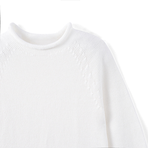 Suéter de Punto para Bebé, Cuello Alto, Manga Larga, Unisex, Casual, Primavera, 100% Algodón, Blanco Sólido, Una Sola Capa - Product Image 3