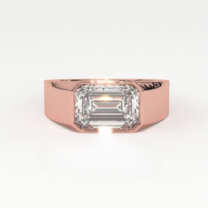 Bague Aarinya Aurelia pour homme, solitaire exécutif en or 14 carats avec diamant de laboratoire certifié IGI, taille émeraude moderne et épurée, style est-ouest - Product Image 3