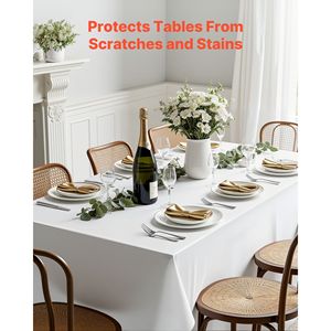 Set di 6 Tovaglie Rettangolari Bianche 90 X 132 Pollici, Riutilizzabili e Lavabili in Lavatrice, Resistenti alle Pieghe e Impermeabili agli Oli - Product Image 2