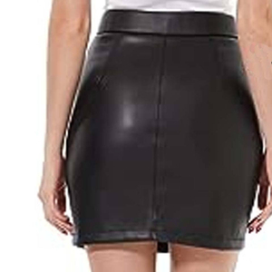 Women's <b>High</b> Waist Faux Leather Mini Pencil Skirt With Front Zipper Solid Shiny Sexy Style All Seasons Wear - Product Image 5