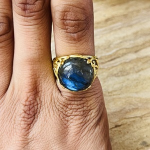 High Demand Brass <b>Labradorite</b> <b>Ring</b> Boho Floral Statement Jewelry For Women 18k Gold Plated Vintage Handmade Wholesale <b>Ring</b> - Product Image 4