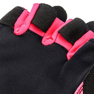 Gants de cyclisme demi-doigts noirs et roses en maille respirante unisexe pour l'été et le fitness - Product Image 4