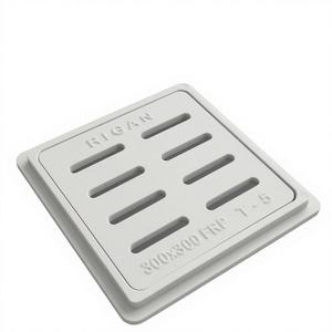 Tapa de Alcantarilla de FRP, Material BMC SMC, Antirrobo, Resistente a la Corrosión, Negra, Cuadrada, 24X24 10X10 Pulgadas - Product Image 1