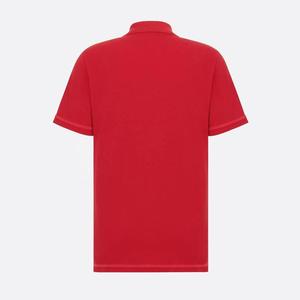 Polo en piqué rouge à manches courtes pour homme, coupe classique, couleur unie, haut décontracté en coton, USA - Product Image 1