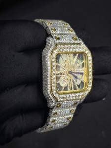 Reloj Cronómetro Vintage de Lujo con Moissanita para Hombre, Acero Inoxidable, Cuadrado, 42 mm, Movimiento de Cuarzo, Pantalla Analógica, Cierre Desplegable, Caja - Product Image 4