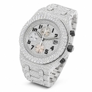 Luxury Stainless unisex Steel Watch Diamond Bezel Tonneau Case Analog Dial <b>Chronograph</b> 41mm Folding Clasp - Product Image 2