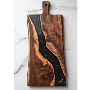 Planche de service en bois avec résine époxy à finition lisse, planche de cuisine design en bois époxy pour maisons de luxe - Product Image 1