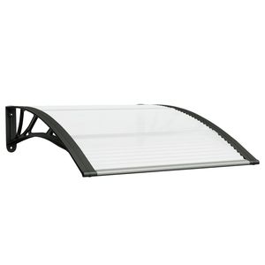 Auvent de porte en polycarbonate transparent noir, ABS et aluminium pour abri solaire extérieur - Product Image 2