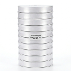 12mm White Single Face Satin Ribbon 10 Rolls X 8 Meter OEM Available Bridal Bouquet <b>Candle</b> Decor Favor Tags Party 100% Polyester - Product Image 5
