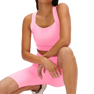 เสื้อชั้นในกีฬาไร้ตะเข็บสำหรับผู้หญิง – เสื้อชั้นในโยคะแบบมีซี่โครง รองรับระดับปานกลาง ชุดออกกำลังกาย ชุดกีฬา ขายส่งเสื้อผ้าออกกำลังกายแบบ OEM - Product Image 2