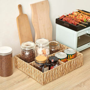 Panier de rangement en osier à compartiments, paniers en osier de jacinthe d'eau tressés à la main, panier pour organiser les tiroirs - Product Image 4