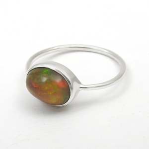 Oval Cut Black <b>Opal</b> Gemstone <b>Ring</b> Made From 925 Solid Sterling Silver Promise Band <b>Ring</b> Handmade Bohemian Unisex Jewelry - Product Image 2