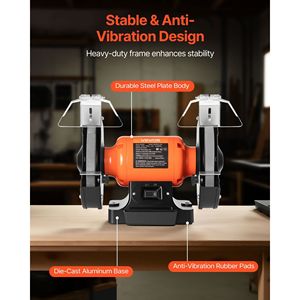 Smerigliatrice da banco monovelocità ad alta velocità da 8 pollici con motore a induzione da 3450 RPM 350W 3.0A, smerigliatrice da tavolo con grana 36/60 - Product Image 6